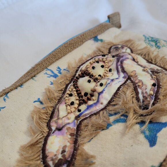 Sunbay Sea Turtle Purse fringe beaded Missy BOHO funky coastal handbag Ocean - Picture 4 of 10